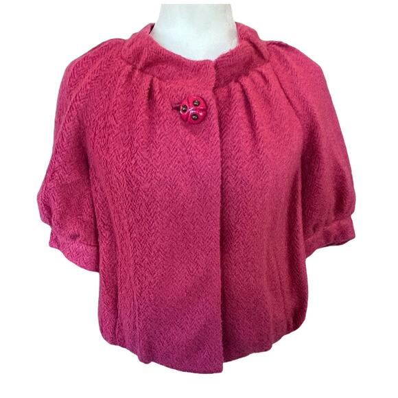 Anthropologie Leifsdottir Sweater Jacket Sz6 Pink Mohair Retro Mod Twee Coquette - Picture 1 of 16